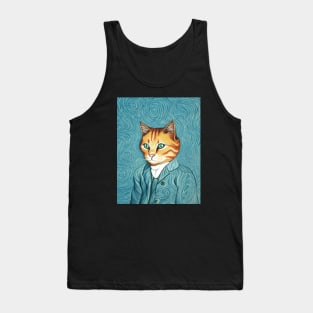 Vincent cat Gogh - Funny, Cat, Portrait, Gift Idea, Shirt, portrait, Vincent van Gogh, starry night, the scream, meme, kitty, kitten, tiktok, instagram, Tank Top